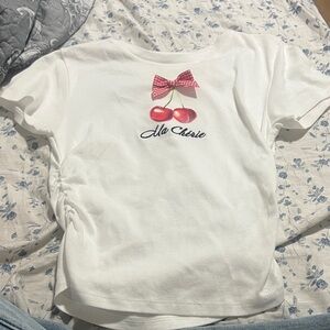 White Kids T-Shirt with Cherry Design